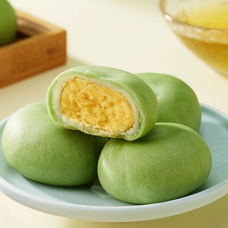 欧贝拉抹茶绿豆饼 回味老式糕点的清凉与香醇